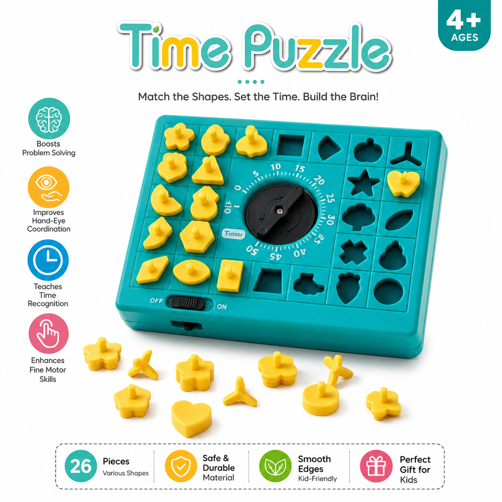 Time Puzzle Shape Matching Game – Educational Learning Toy