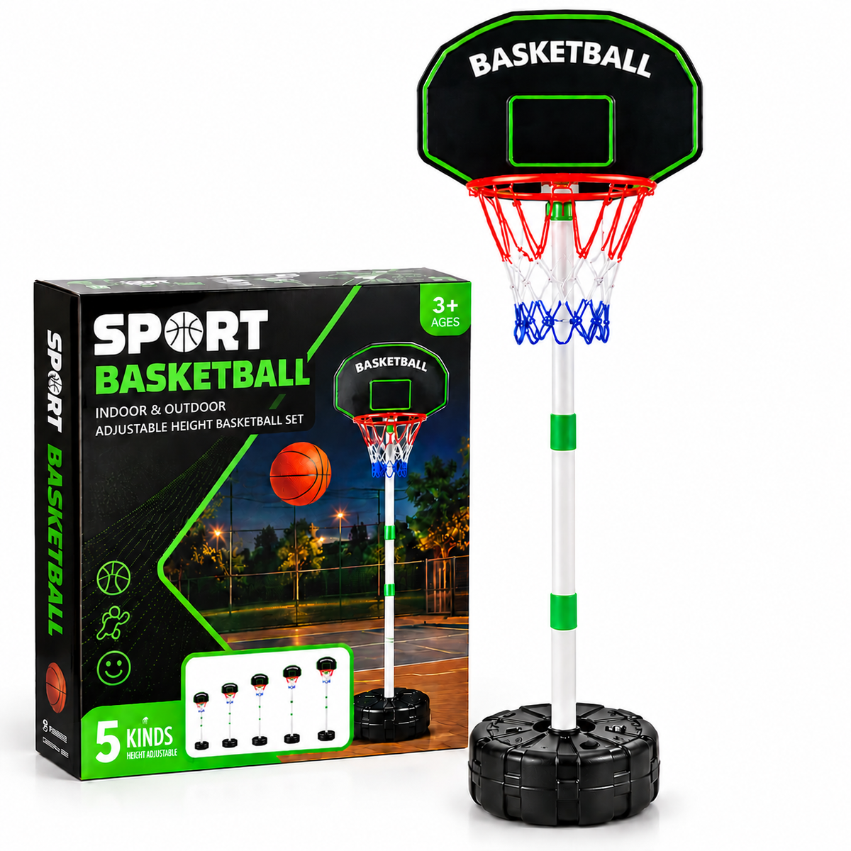 Adjustable Kids Basketball Hoop Set