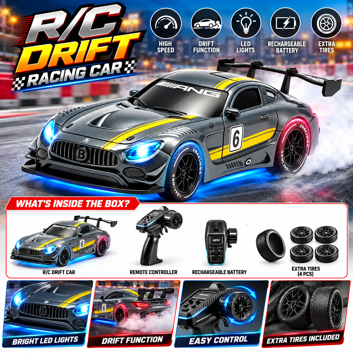 1:24 RC Drift Racing Car with LED Lights, Remote Control