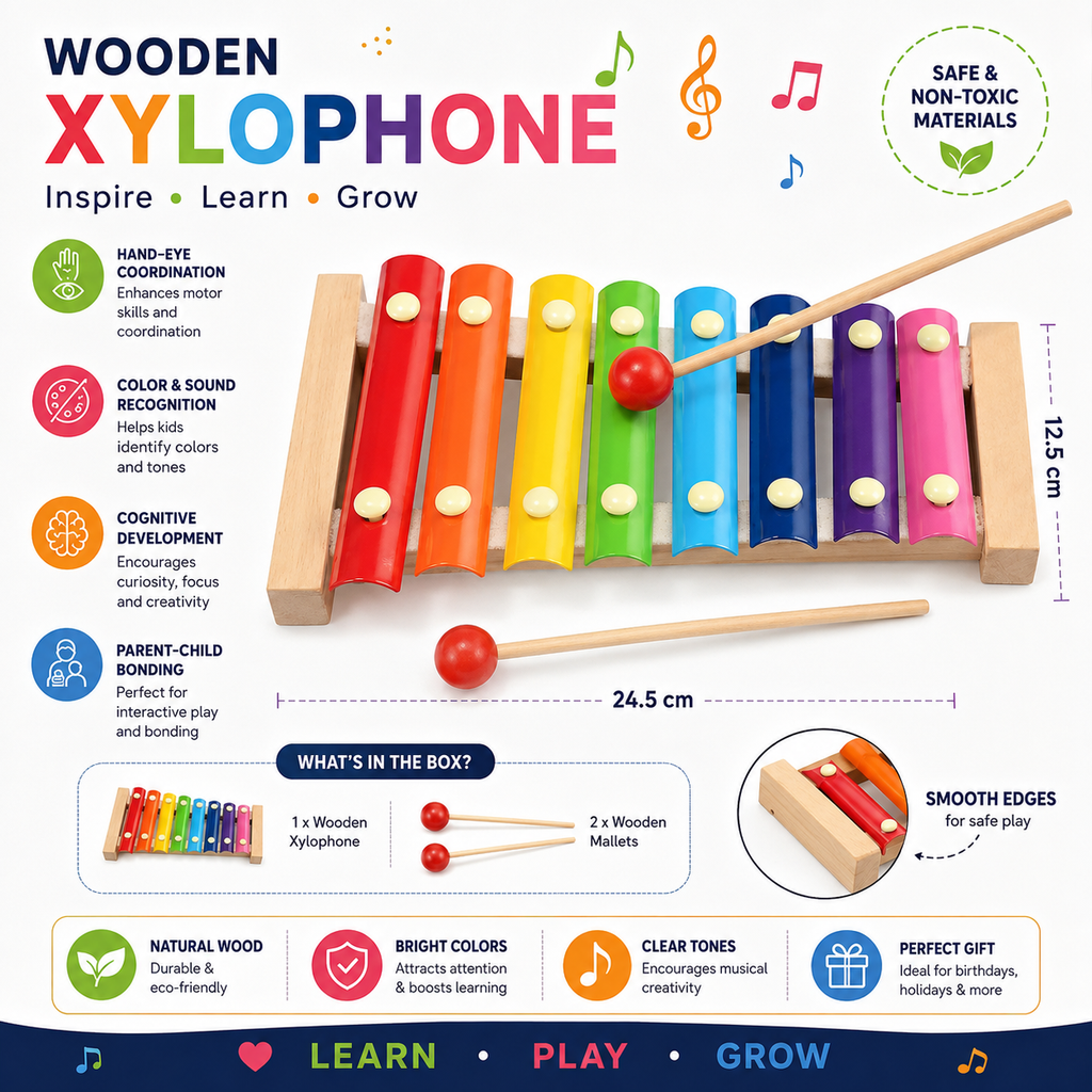 Kids Wooden Xylophone Musical Toy