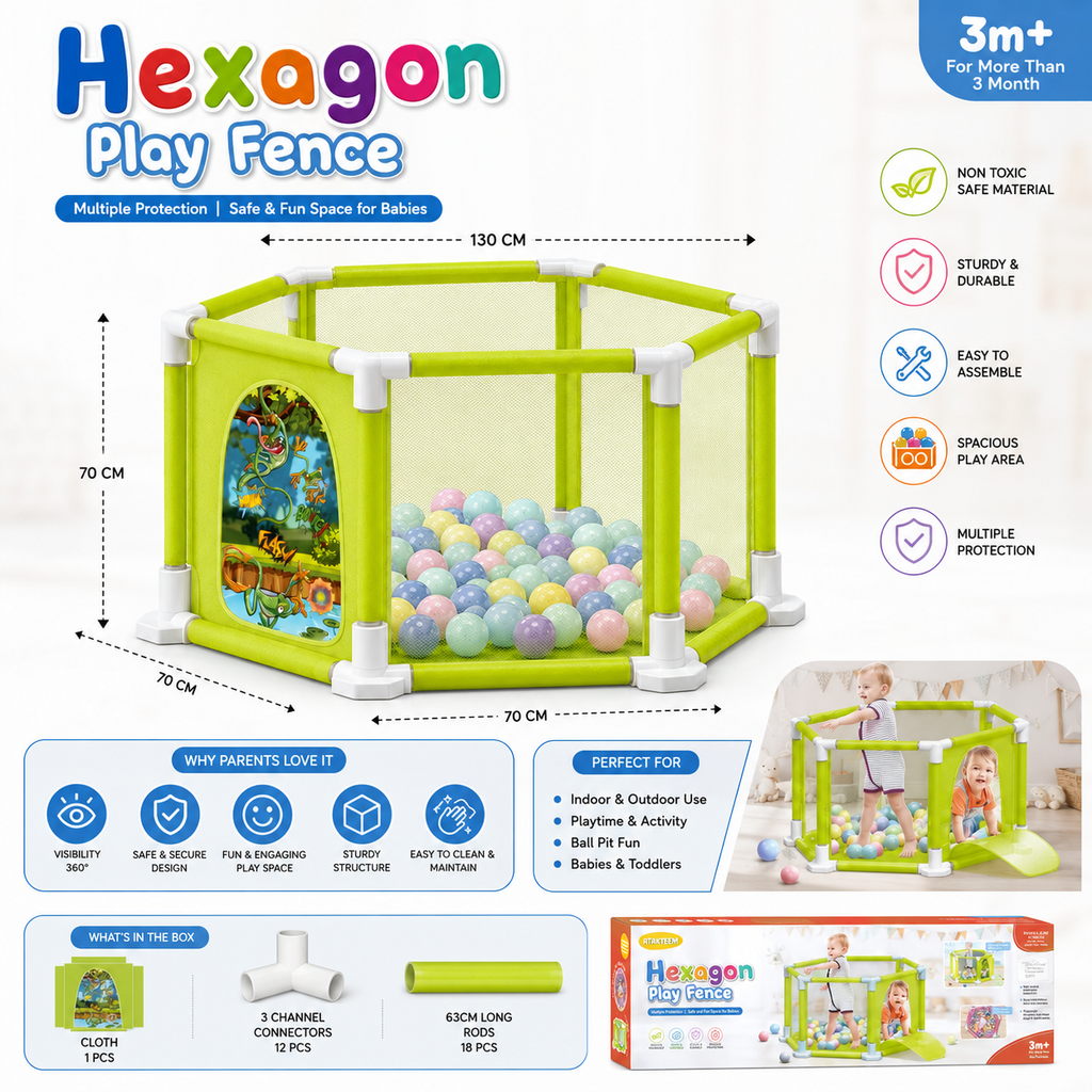 Hexagon Baby Play Fence & Ball Pit