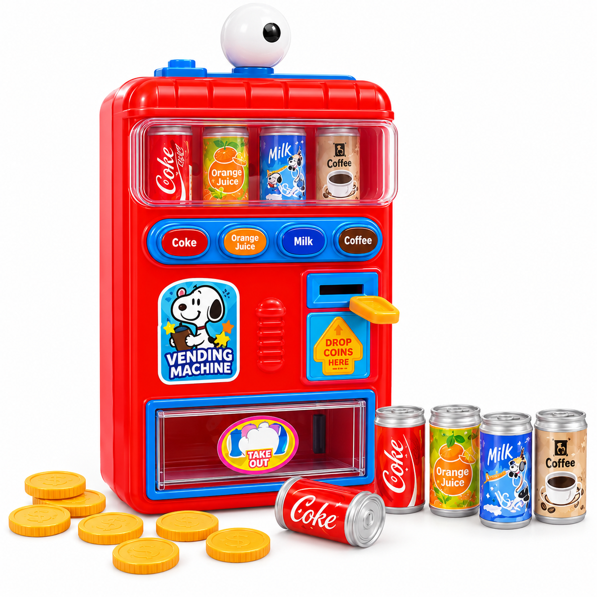 Kids Vending Machine Toy with Coins & Mini Drink Cans