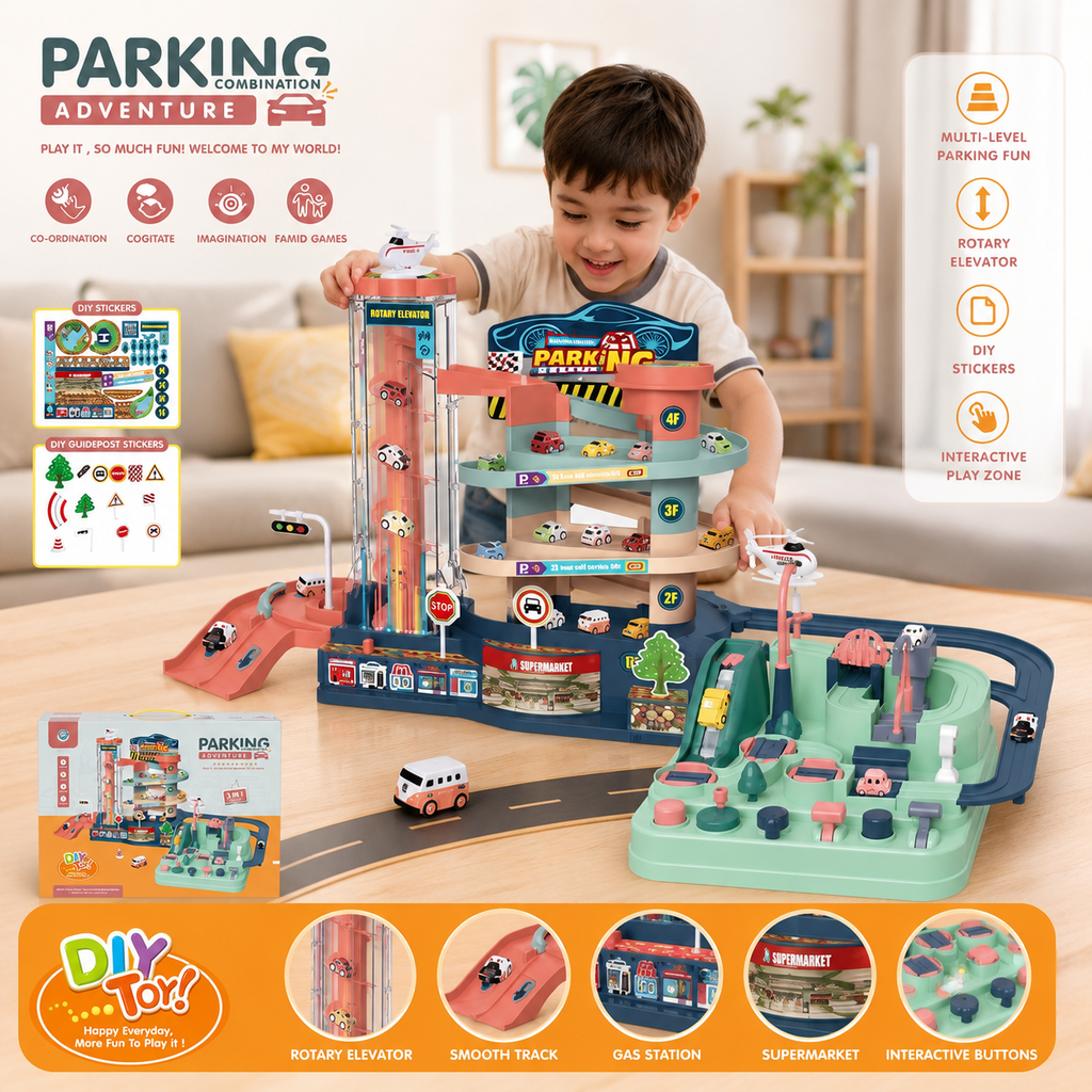 3-Floor Parking Adventure Playset – For Kids