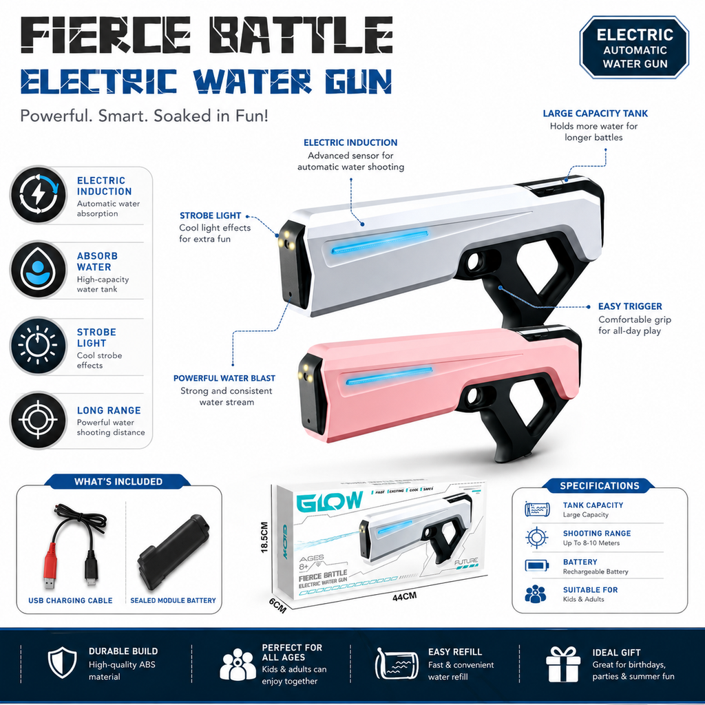 Fierce Battle Electric Water Gun – Automatic Rechargeable Water Blaster