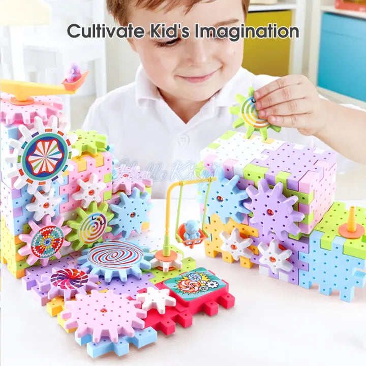 Battery-Powered Electric Building Block Gear Toy – Creative & Educational Playset
