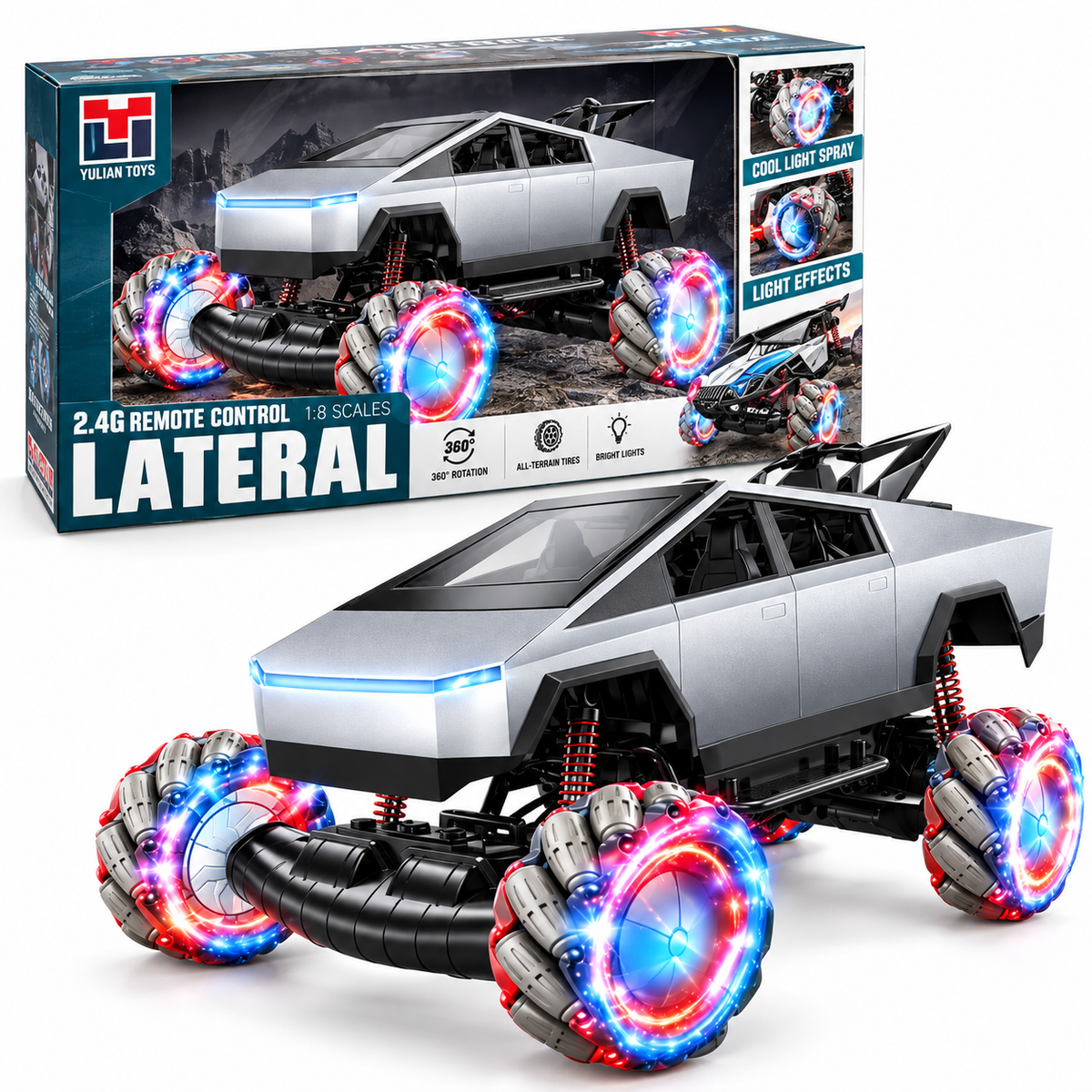 1:8 RC Stunt Climber Car with LED Lights & 360° Drift - 2.4G Remote Control
