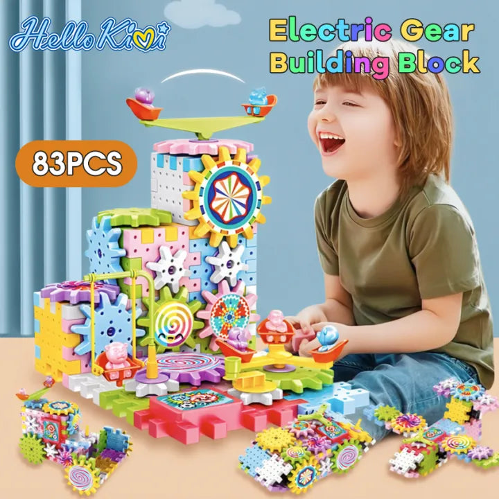 Battery-Powered Electric Building Block Gear Toy – Creative & Educational Playset