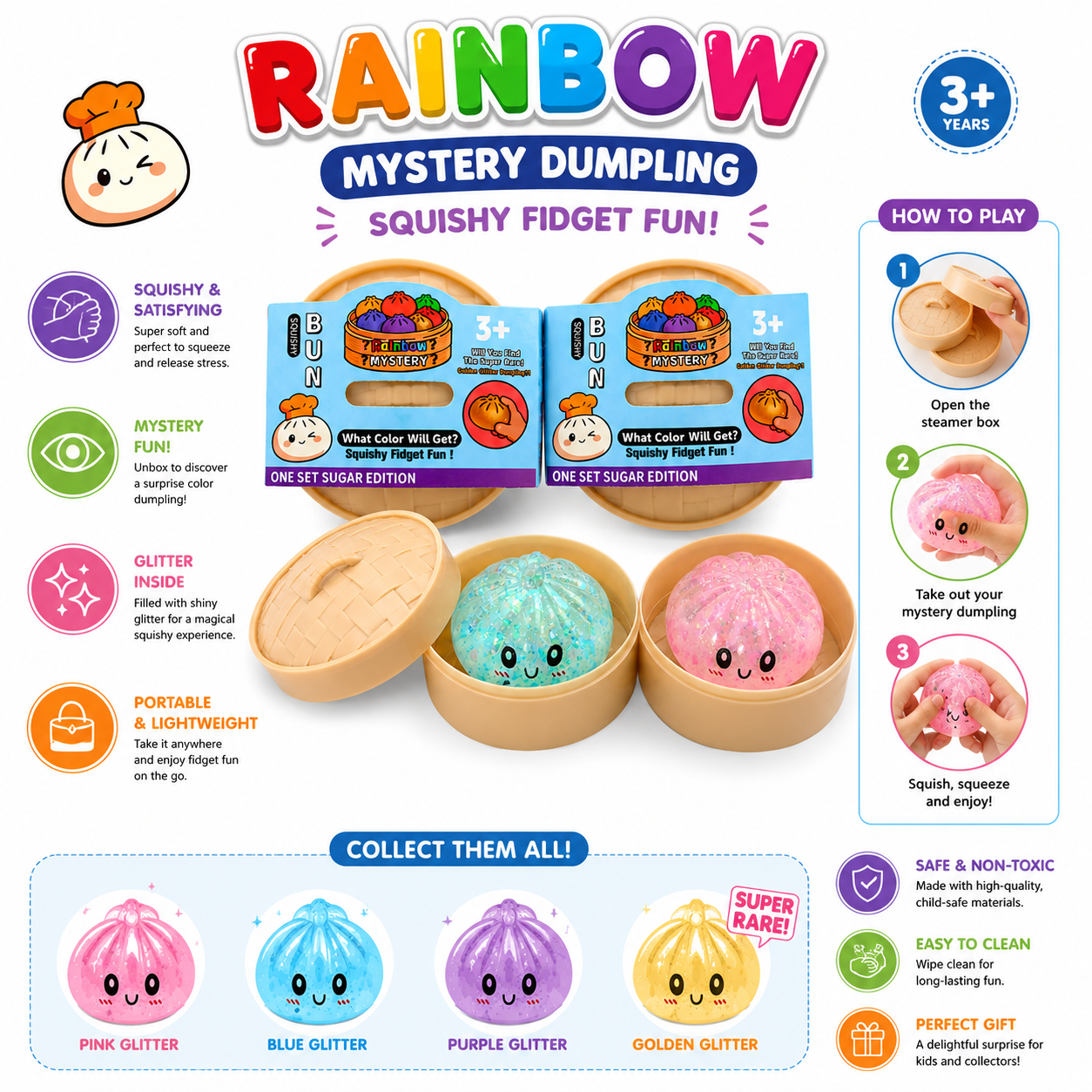 Mystery Dumpling Squishy Fidget Toy – Assorted Design