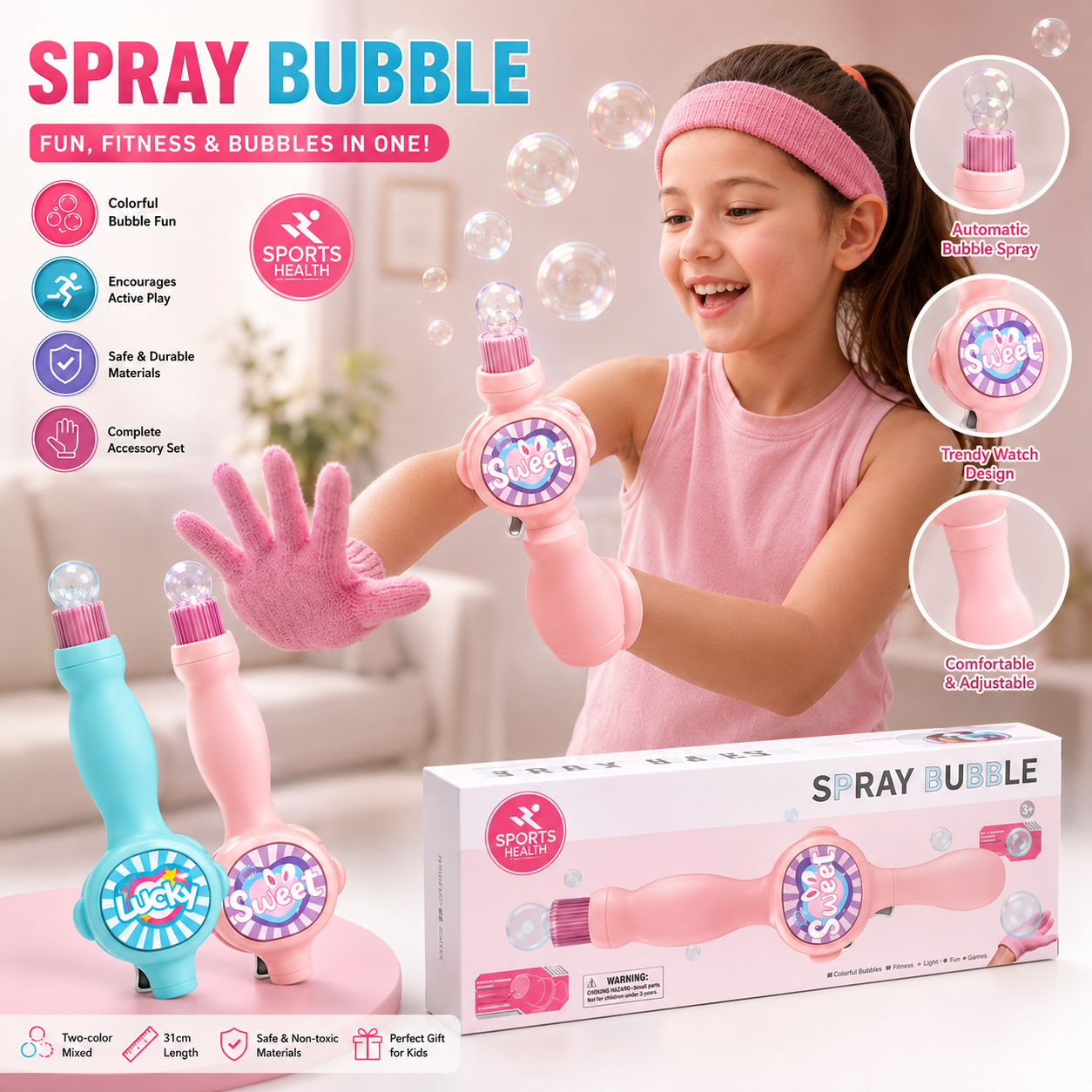 Spray Bubble Watch Toy for Kids – Automatic Bubble Blower Wrist Toy