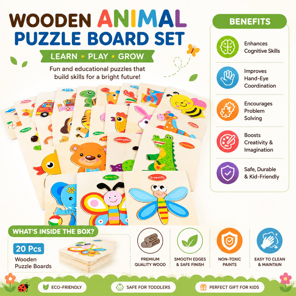Wooden Montessori Jigsaw Puzzle Board