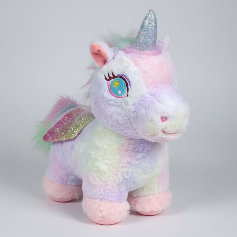 Rainbow Unicorn Plush Toy with Glitter Wings (30cm)