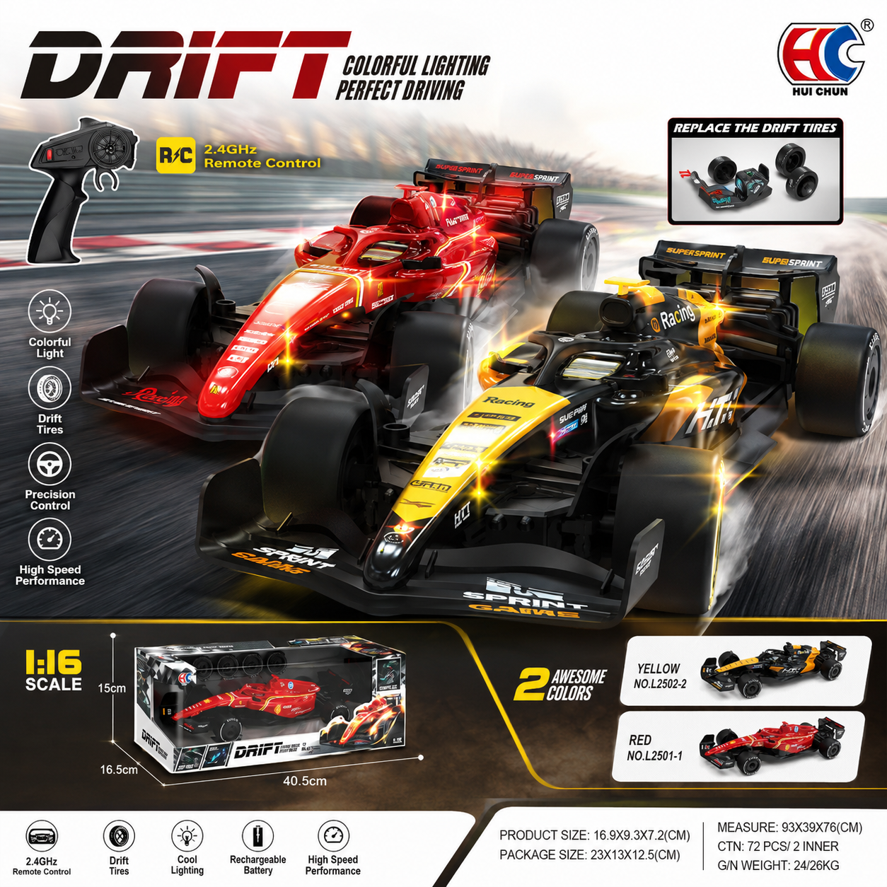 1:16 RC Drift Formula Racing Car with LED Lights