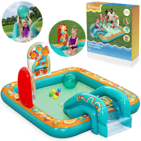 Bestway Retro Groove Play Center Splash, Slide 6'4" x 60" x 29"/1.93m x 1.52m x 74cm