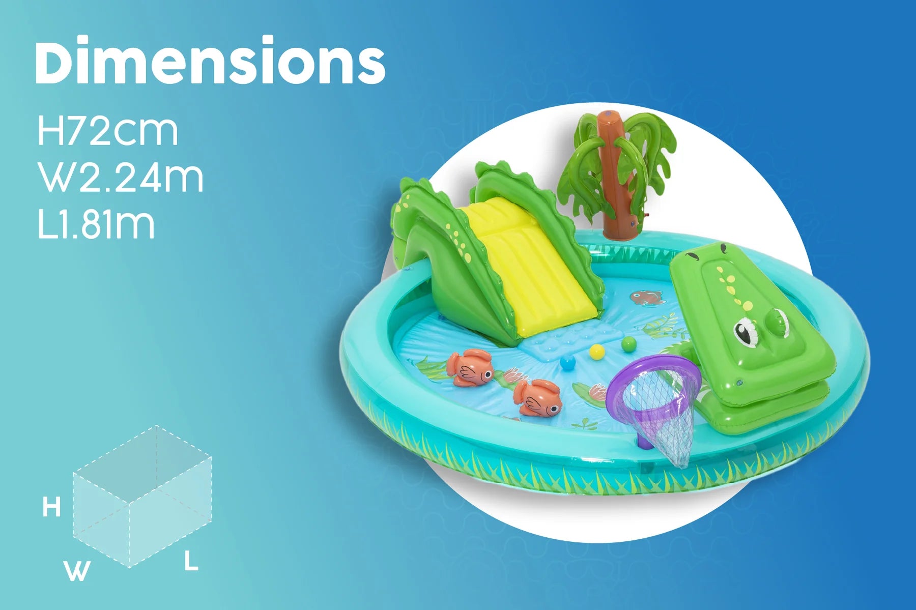 Crocodile Cove Play Center 7'4" x 71 x 28.5"/2.24m x 1.81 x 72cm