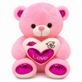 Love Heart Teddy Bear Plush – Pink & White