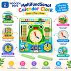 Multifunctional Wooden Calendar Clock & Weather Board