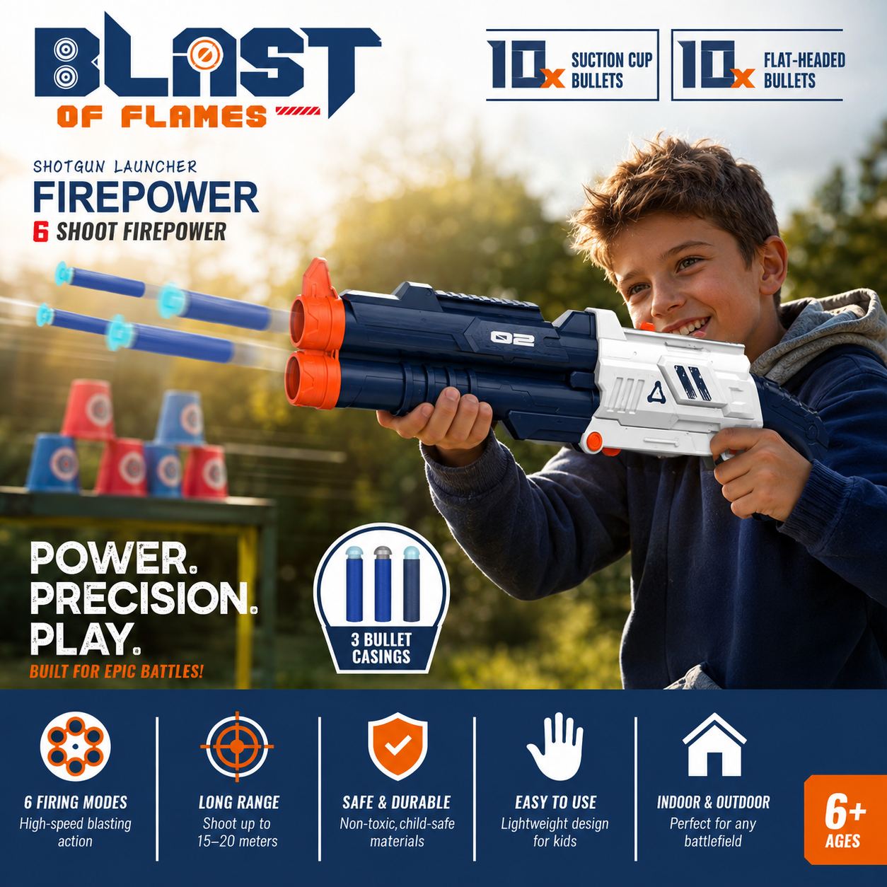 Blast of Flames 6-Shot Foam Blaster Gun