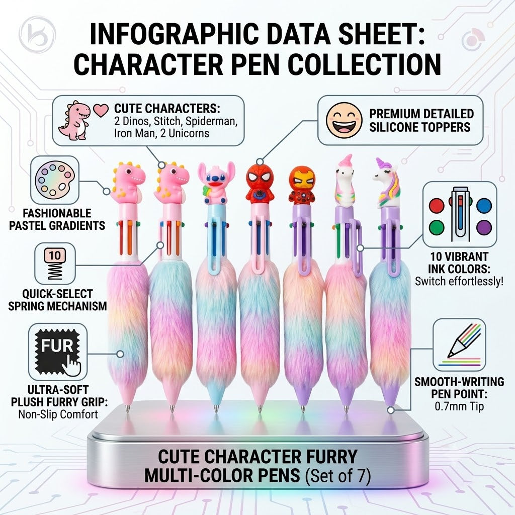 Multicolor Furry Character Pen