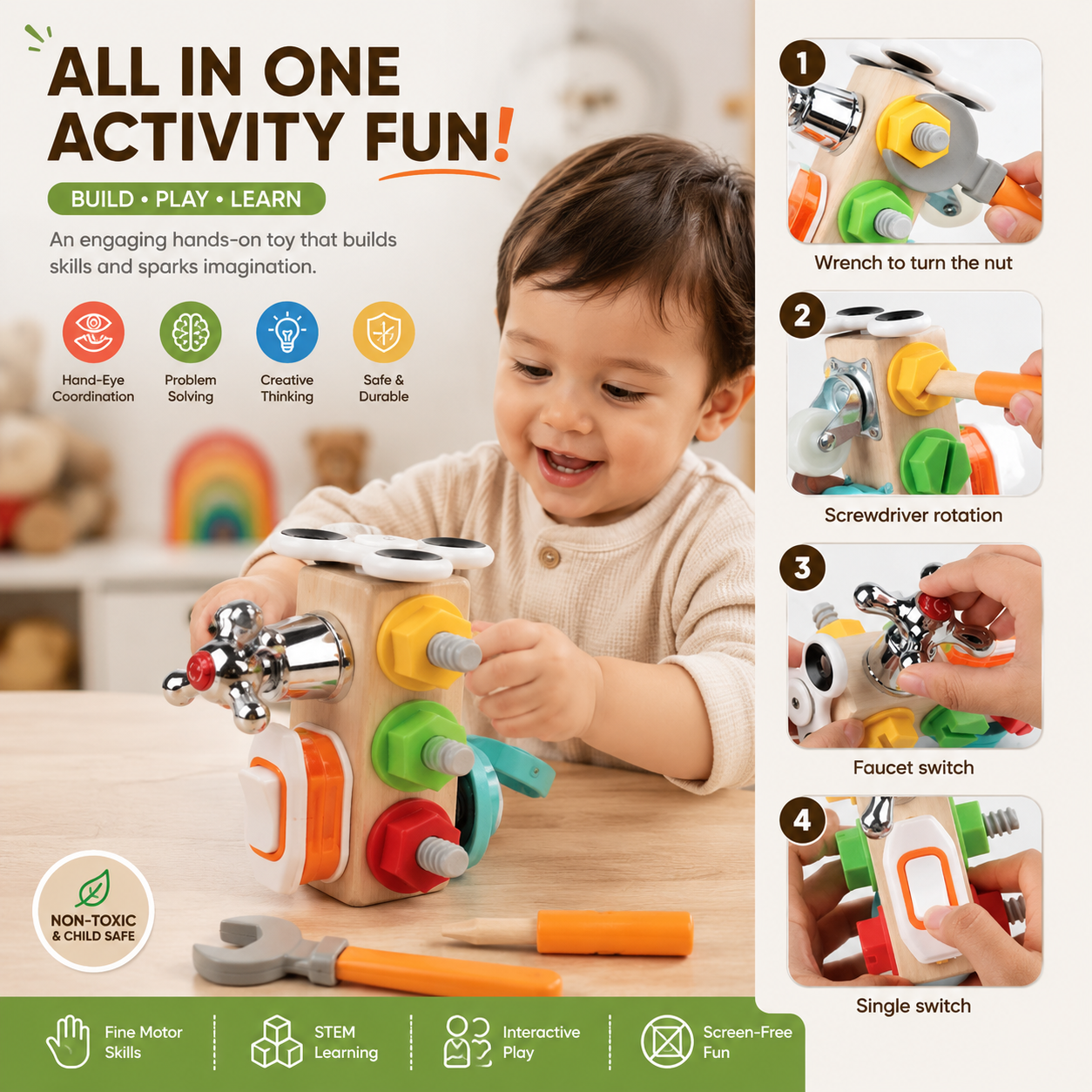 Wooden Activity Busy Cube