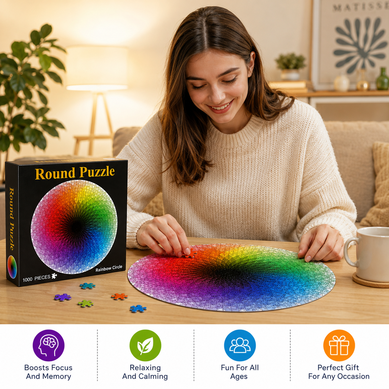 Round Puzzle – Rainbow Circle 1000 Pieces
