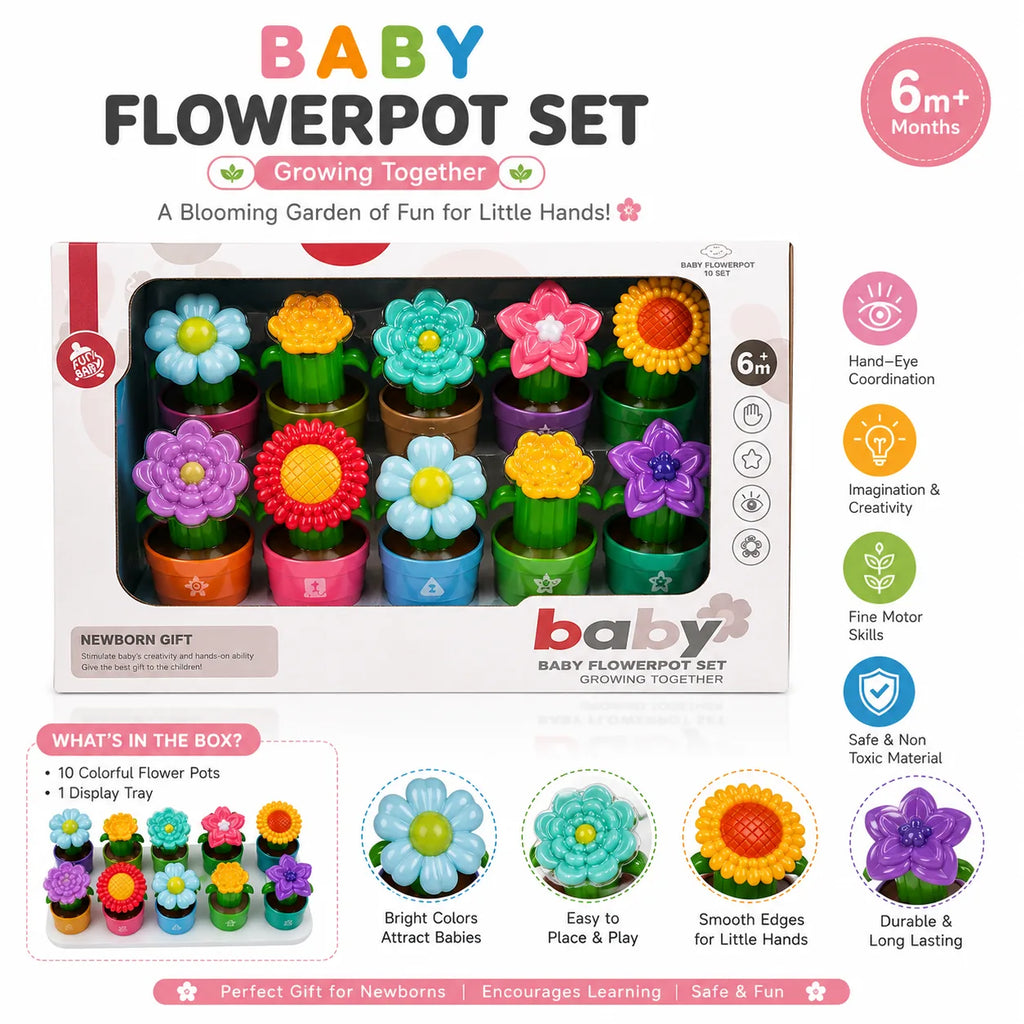 Baby Flowerpot Set – 10 Pcs Educational Montessori Toy for Kids