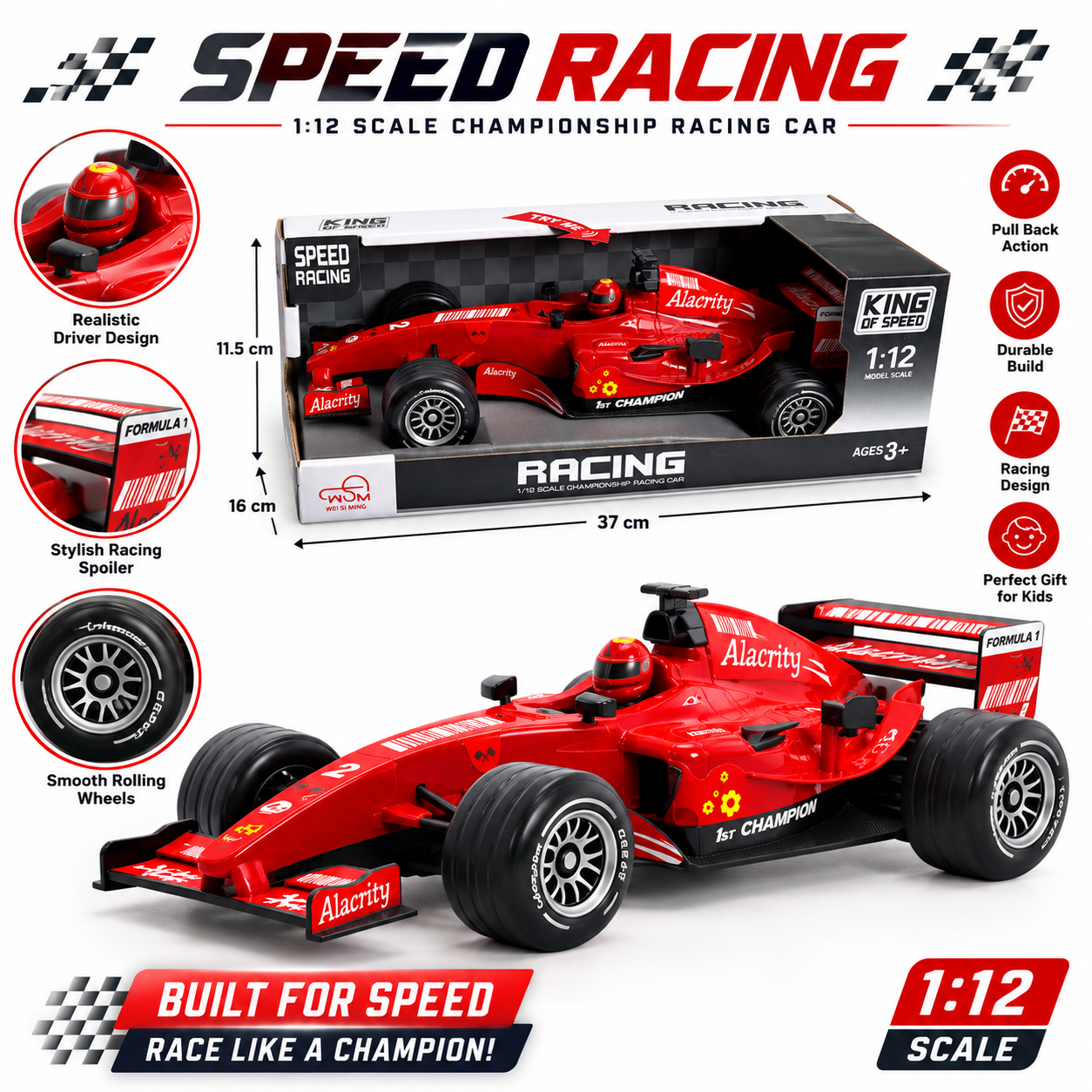 1:12 Pull Back Formula Racing Car for Kids – Speed Racing Toy