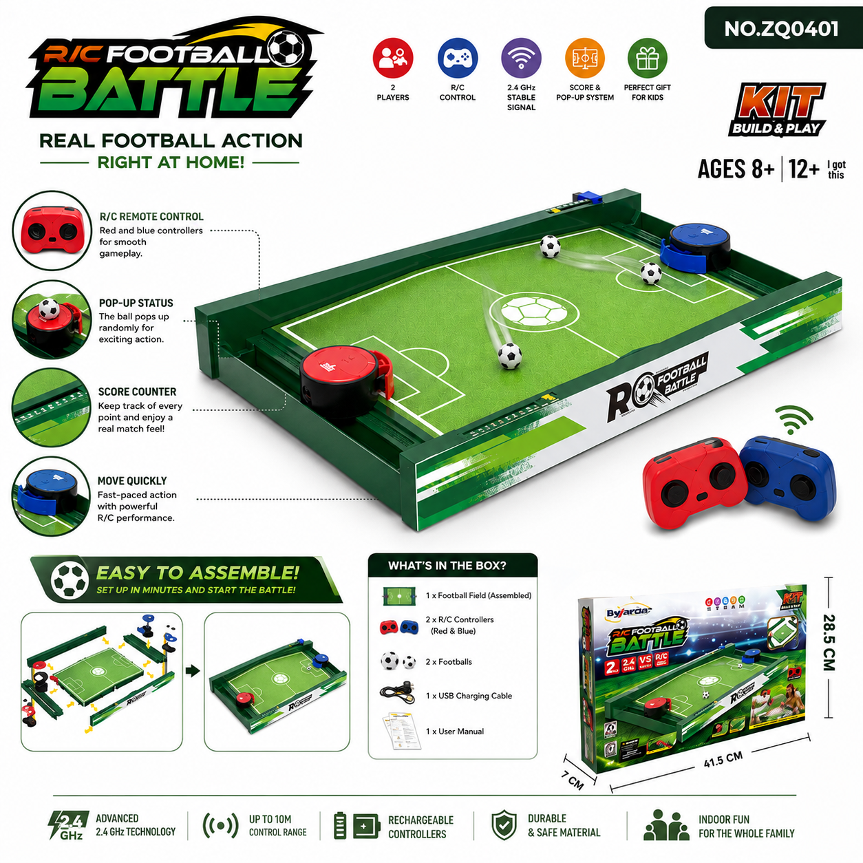 R/C Football Battle Game for Kids – 2 Player Remote Control Table Soccer