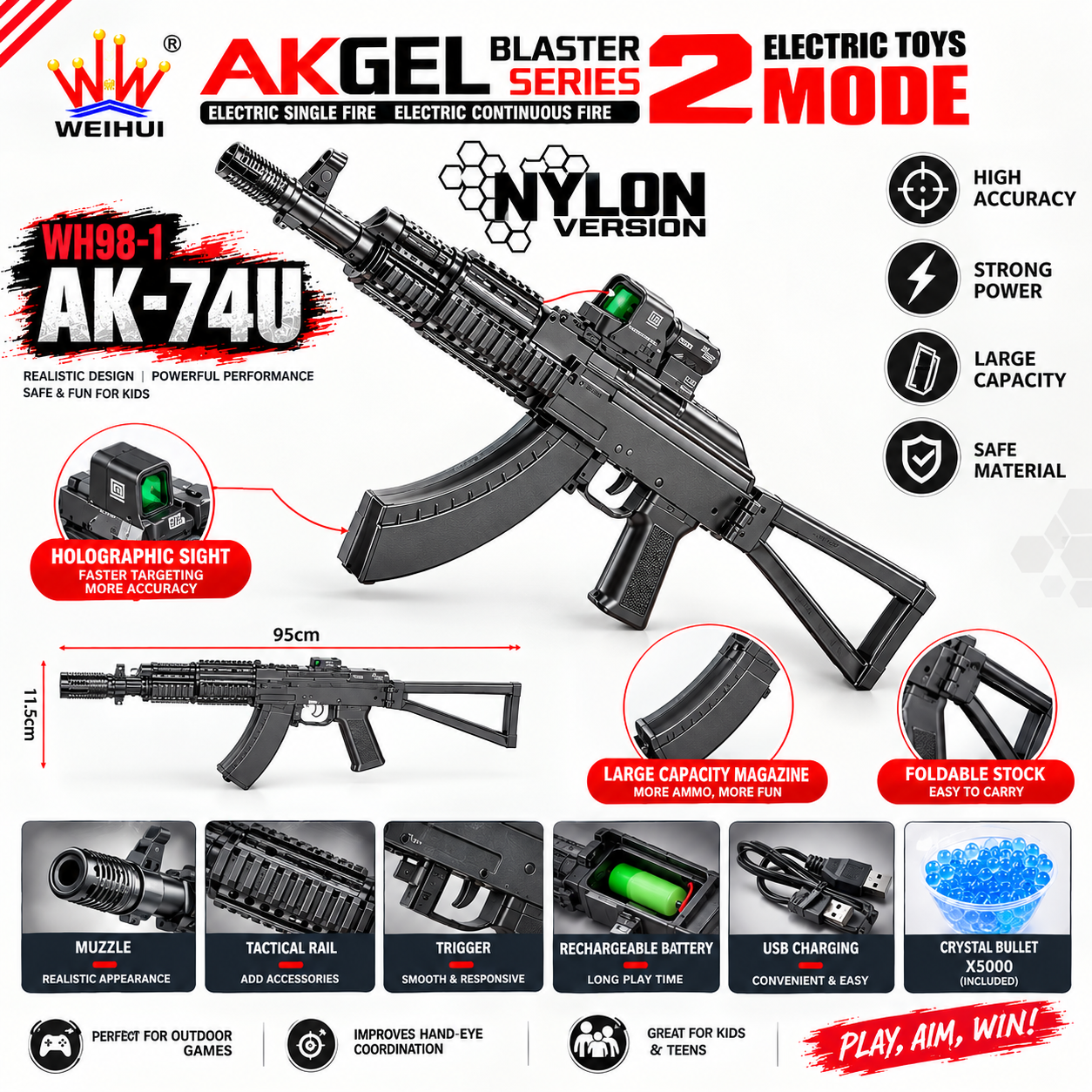 AK-74U Electric Gel Blaster Toy