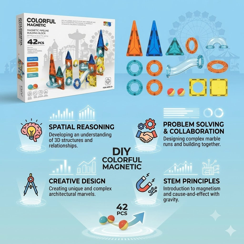 Magnetic Building Blocks Set – 42 Pcs