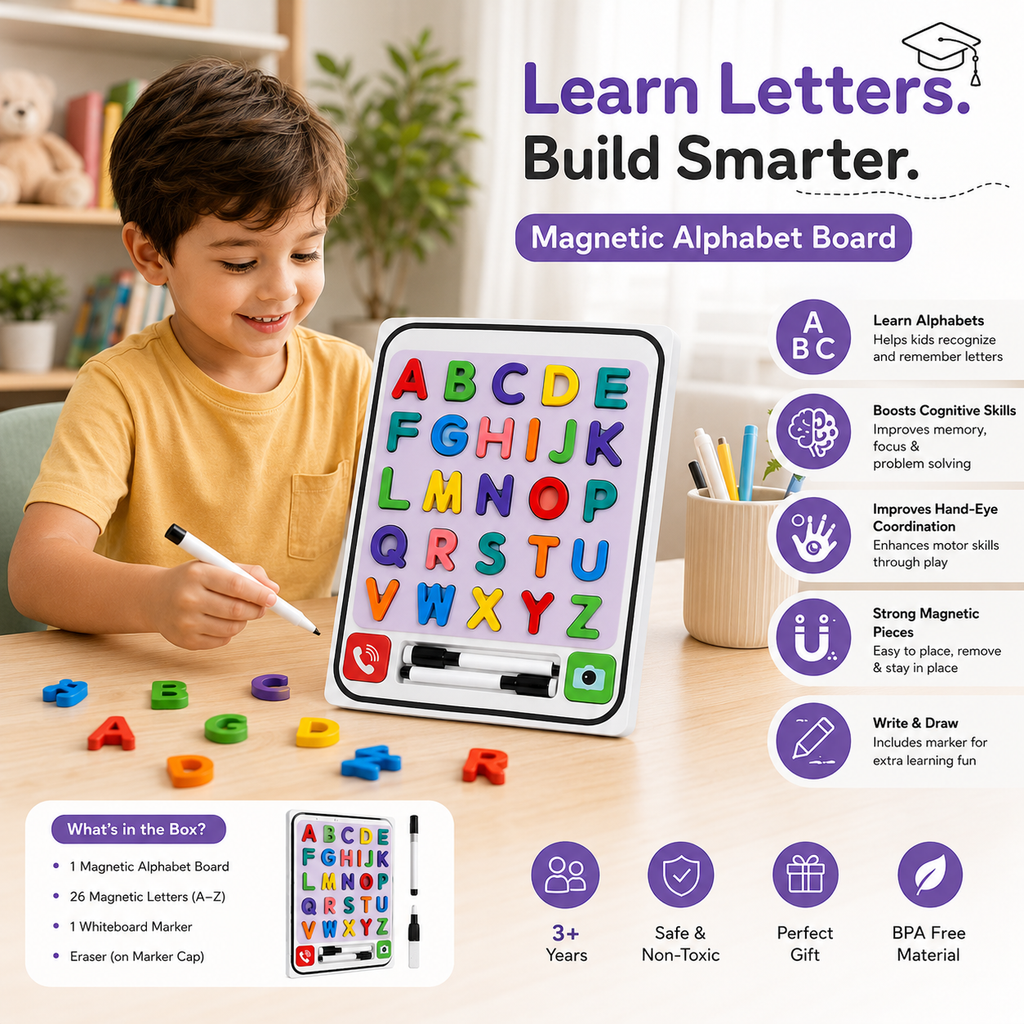 2 in 1 Mobile Alphabet Stacking & White  Board