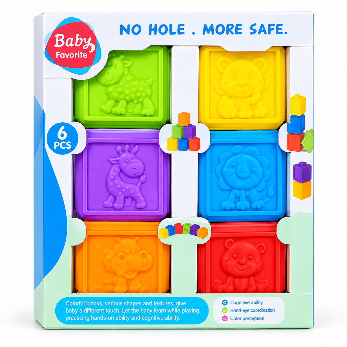 6-Piece Baby Sensory Building Blocks