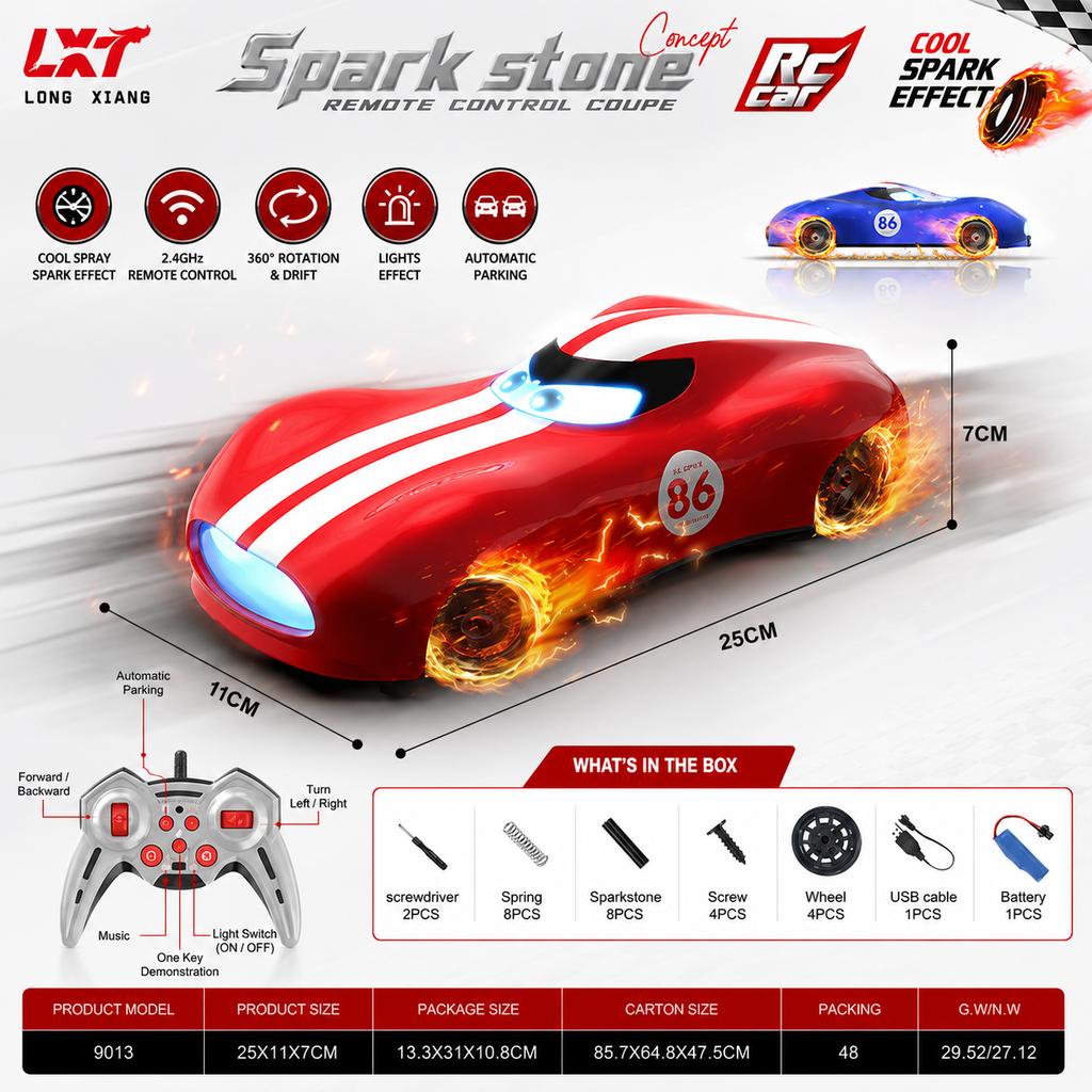 Spark Stone RC Drift Car with Spark Effects & Remote Control