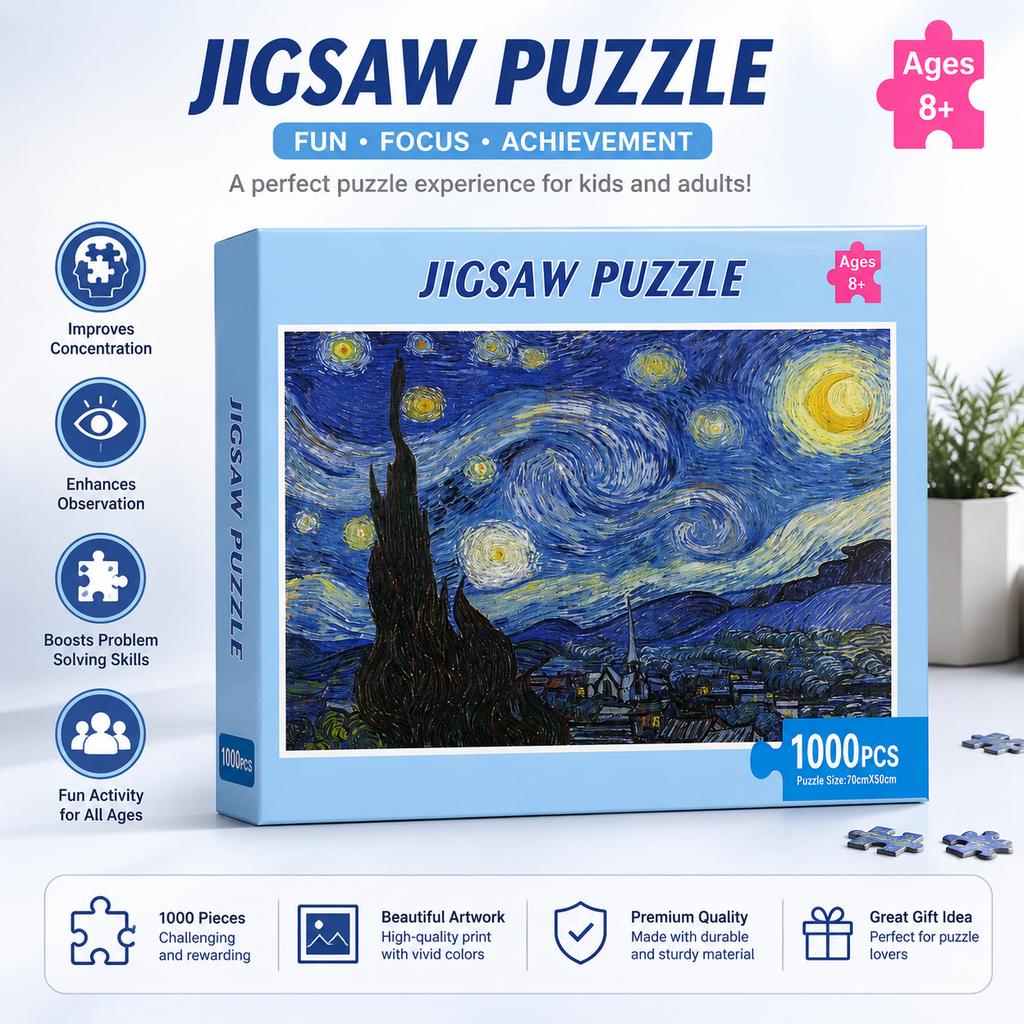 Starry Night Jigsaw Puzzle – Premium Puzzle for Kids & Adults - 1000-Piece