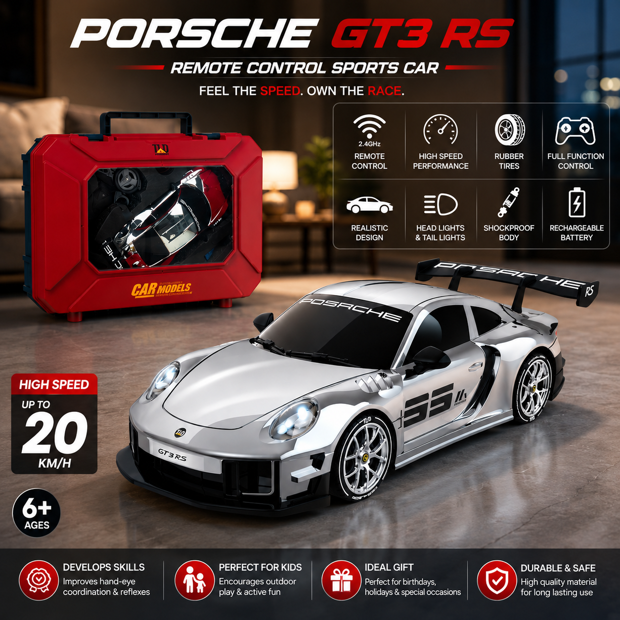 Porsche GT3 RS Remote Control Sports Car – 1:16 High-Speed RC Toy