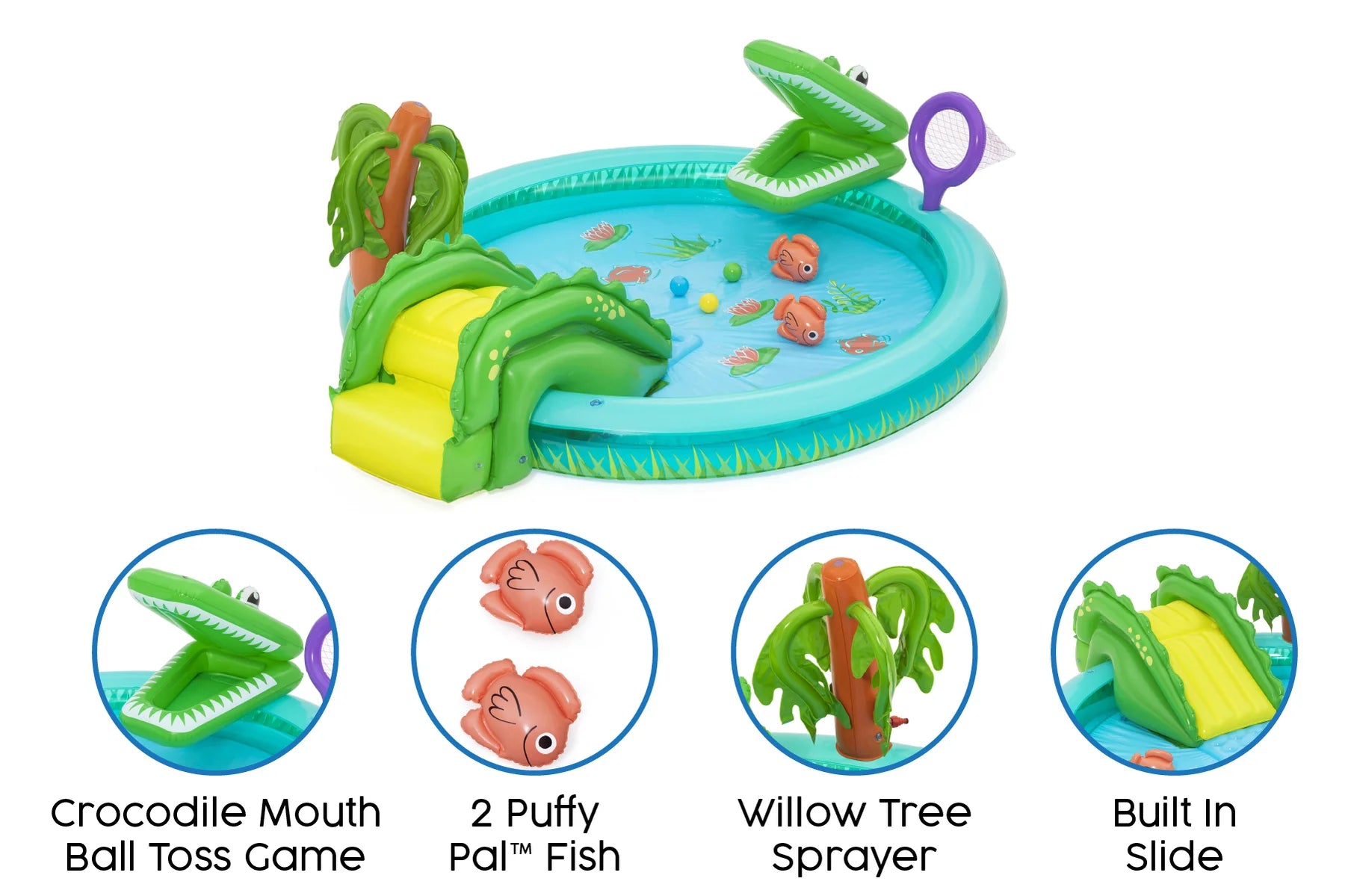 Crocodile Cove Play Center 7'4" x 71 x 28.5"/2.24m x 1.81 x 72cm