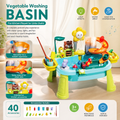 Kids Vegetable Washing Basin Playset with Water Spray & 40 Accessories