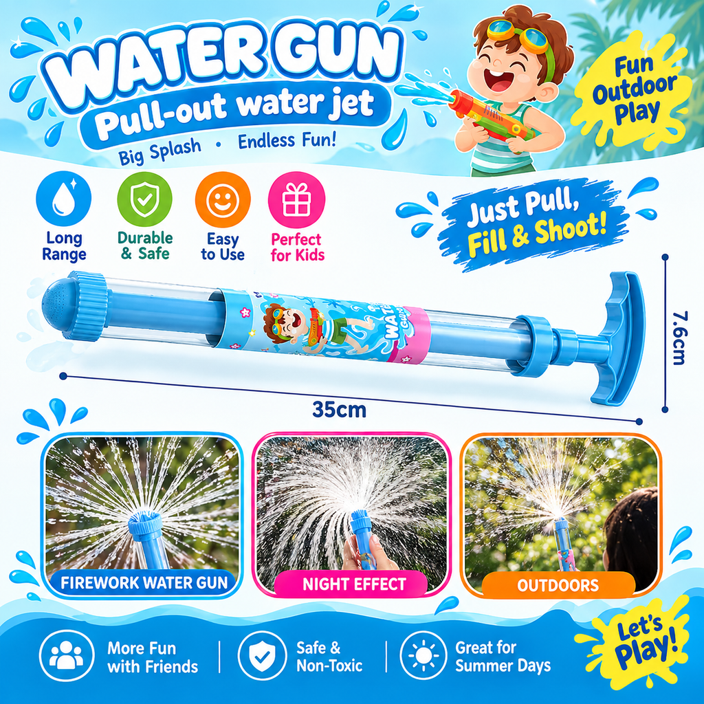 Pull-Out Water Gun for Kids – 35cm Firework Water Jet