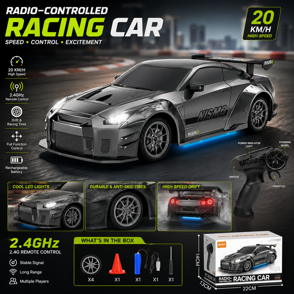 2.4GHz RC Racing Car – 20KM/H High-Speed Remote Control Toy Car
