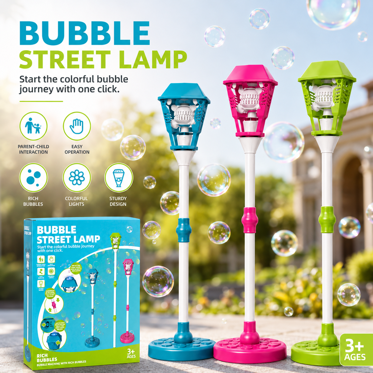 Bubble Torch Fun Garden Lamp Toy with LED Lights JustForKids