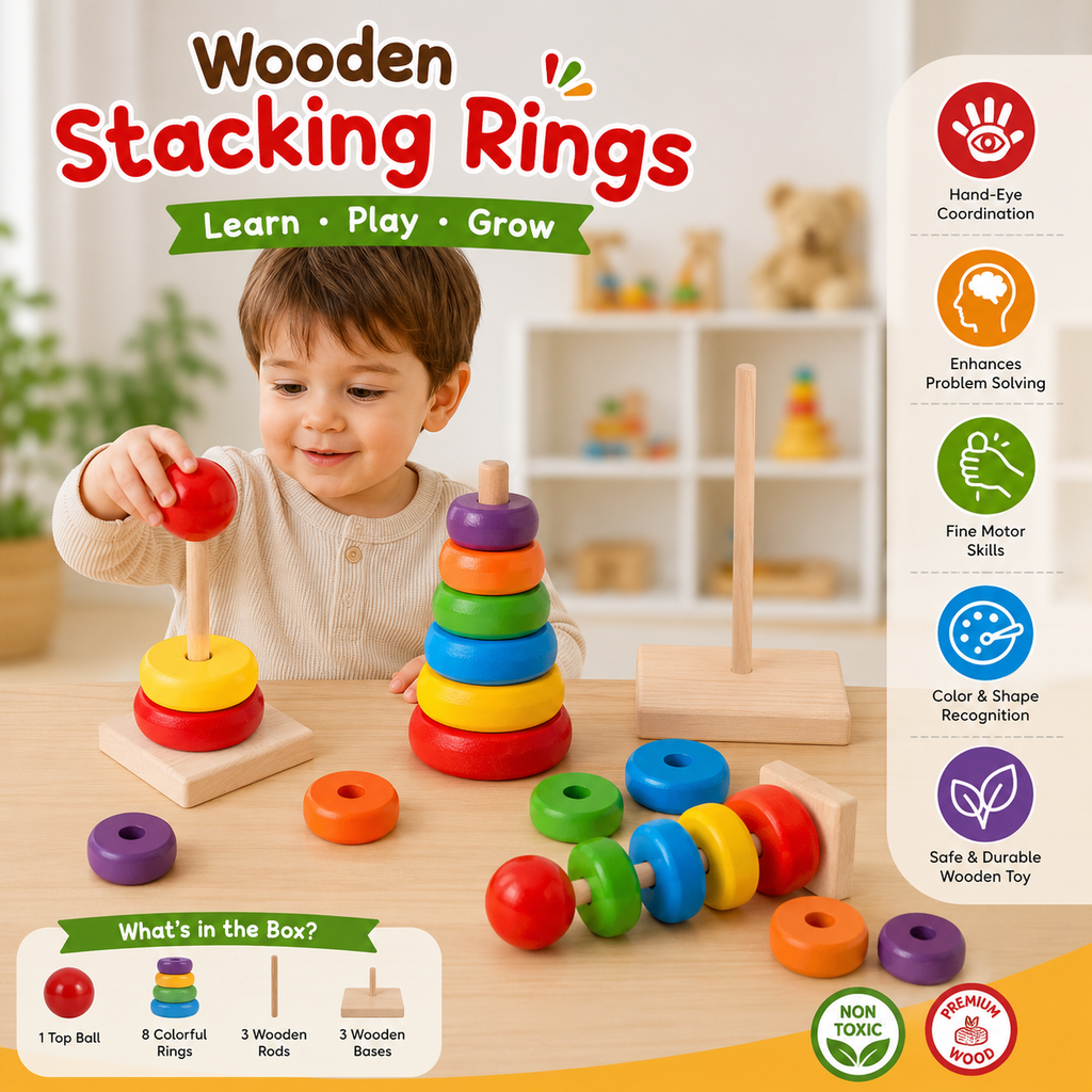 Wooden Stacking Rings Montessori Educational Toy