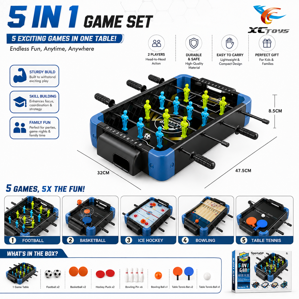 5 in 1 Tabletop Sports Game Set for Kids