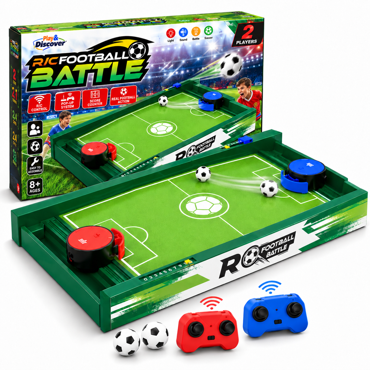 R/C Football Battle Game for Kids – 2 Player Remote Control Table Soccer