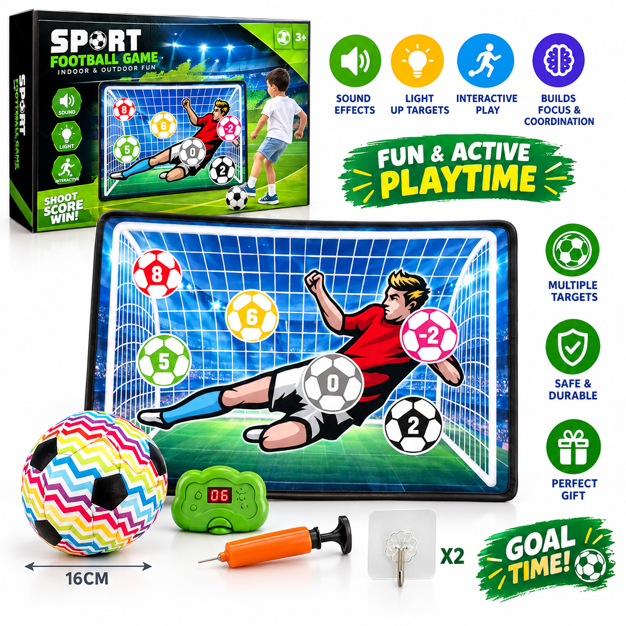 Interactive Football Goal Game for Kids – Light-Up Target Soccer