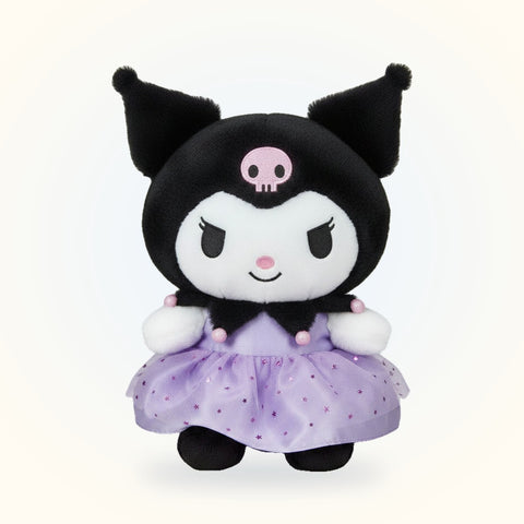 Sanrio Kuromi Plush Toy in Purple Ruffled Dress – Soft Kawaii Stuffed Toy