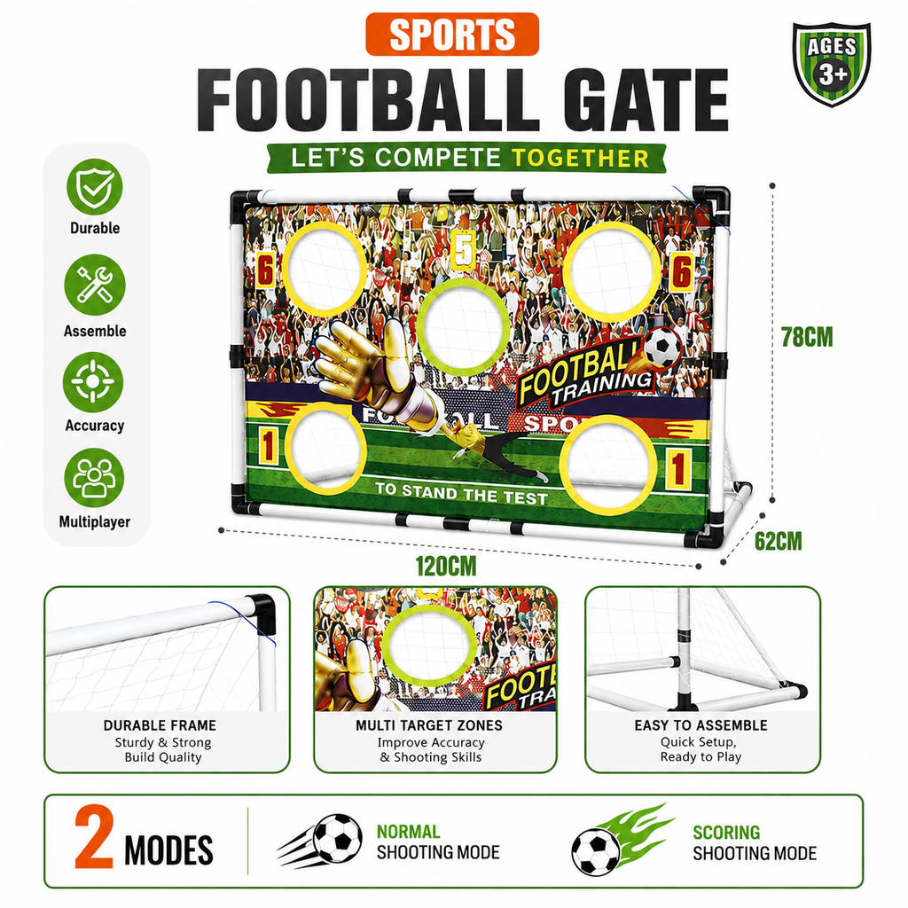 Kids Football Goal Training Set with Target Net & Ball