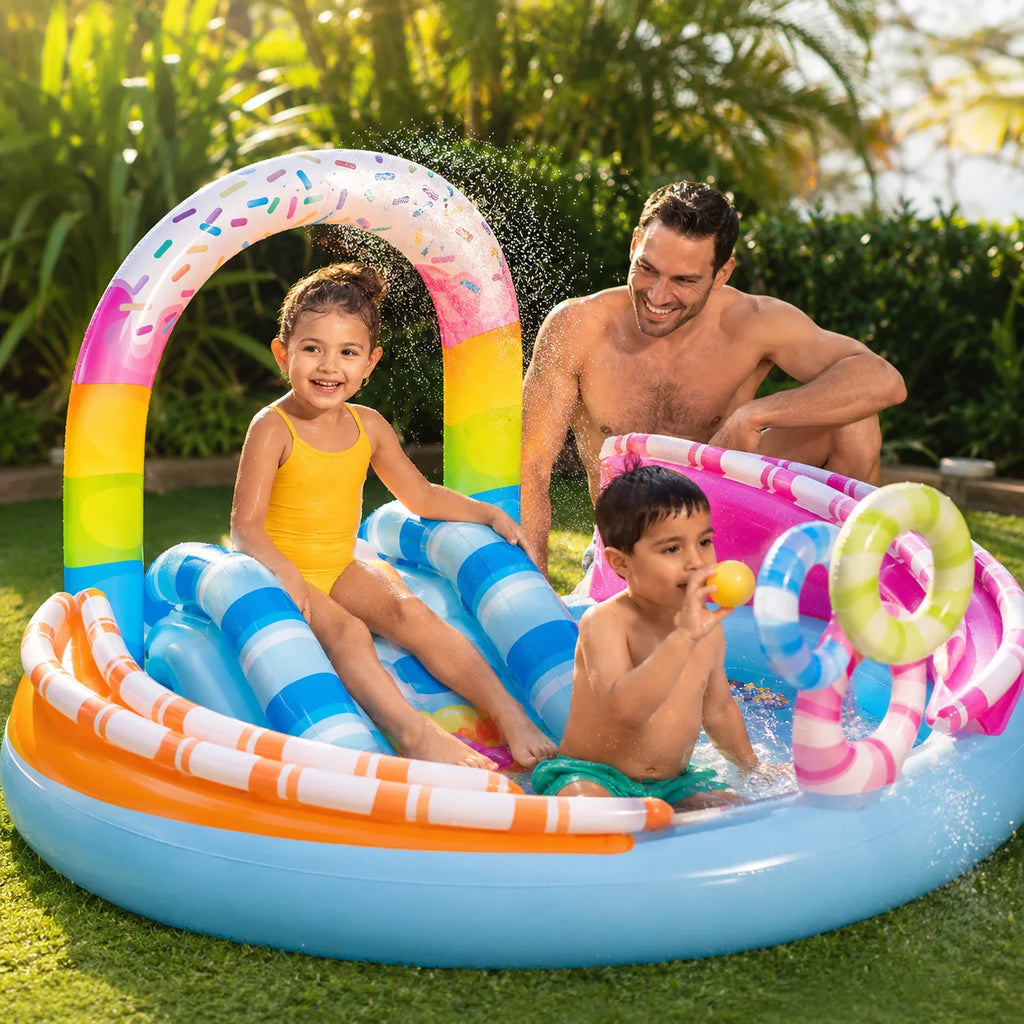 INTEX Inflatable Candy Zone Water Play Center with Slide & Ball Games - 294 cm x 190 cm x 129 cm