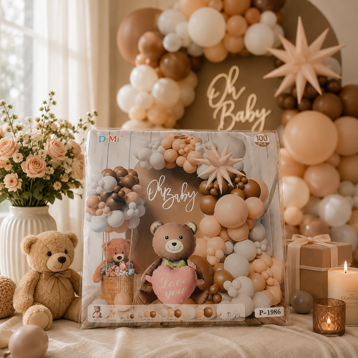 Premium Baby Shower Balloon Garland Kit with Welcome Baby Foil Balloons
