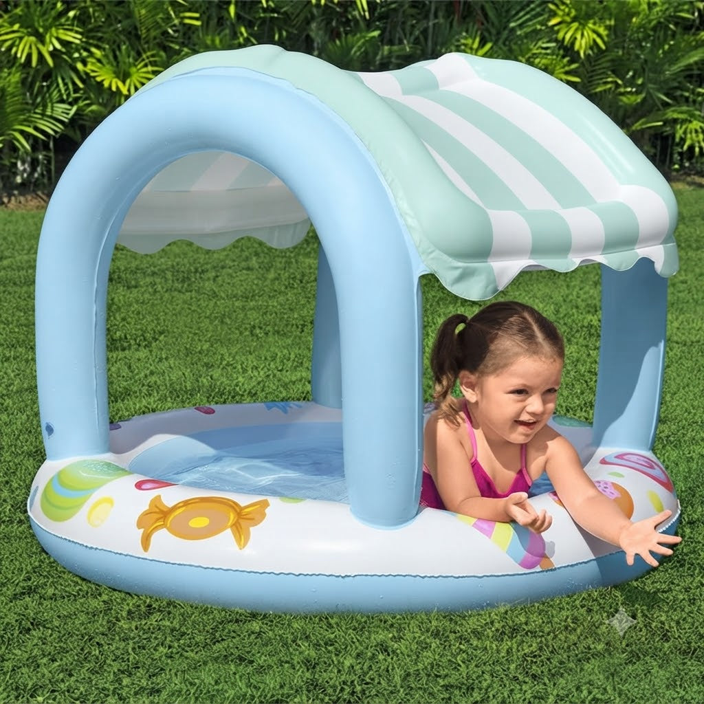 Inflatable Kiddie Pool with Sunshade Canopy