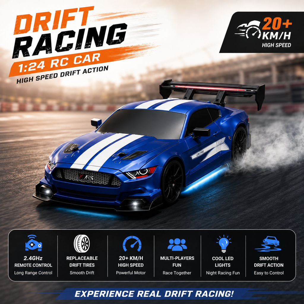 1:24 RC Drift Racing Car with 2.4GHz Remote - High-Speed