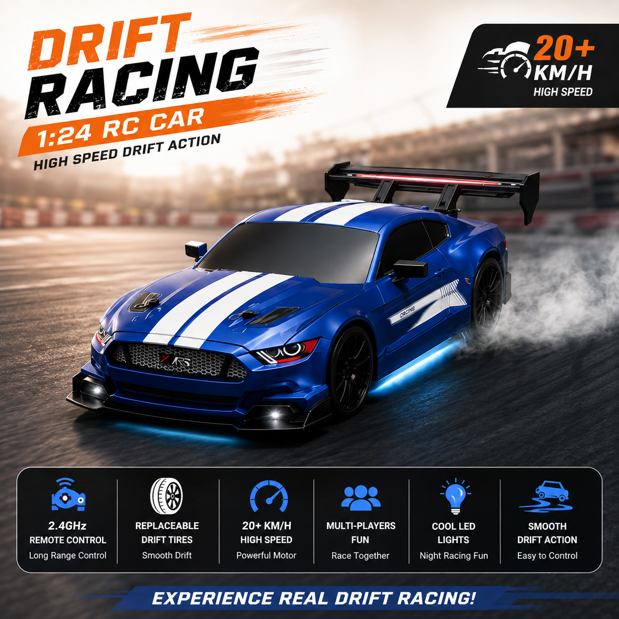 1:24 RC Drift Racing Car with 2.4GHz Remote - High-Speed